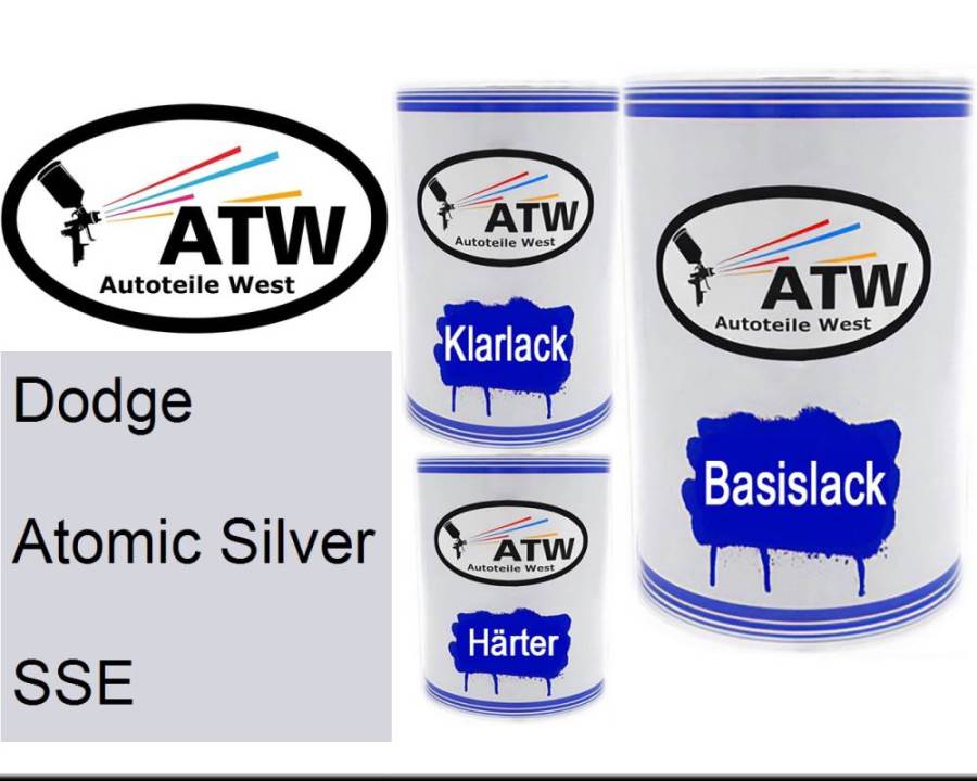 Dodge, Atomic Silver, SSE: 500ml Lackdose + 500ml Klarlack + 250ml Härter - Set, von ATW Autoteile West.